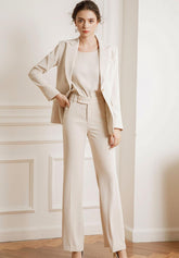 Three Pcs Beige Pantsuit Set - FashionByTeresa